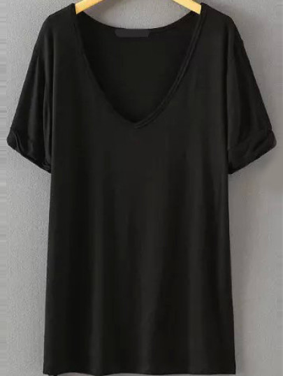 V Neckline Loose T-shirt
