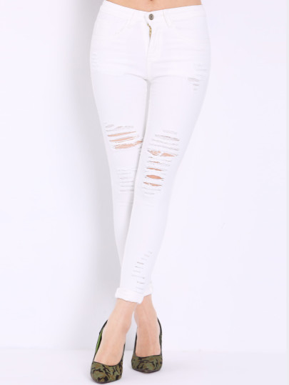 High Waist Destroyed Pant