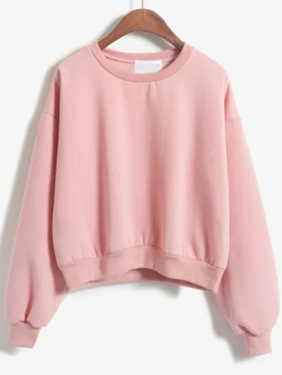 Crop felpa a girocollo rosa