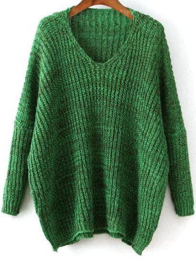 Maglione conscollo a V verde