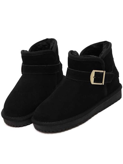 Botas thick soled hebilla -negro