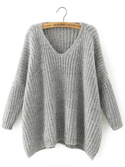 Maglia con scollo a V grigia
