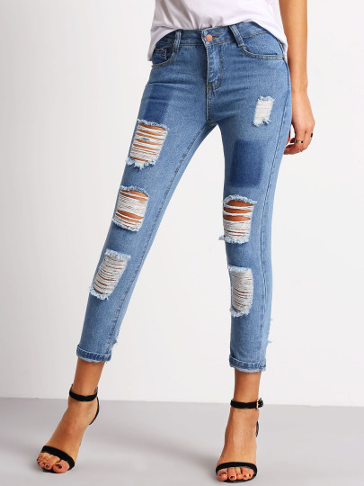 Denim Hose mit Tasche - blau