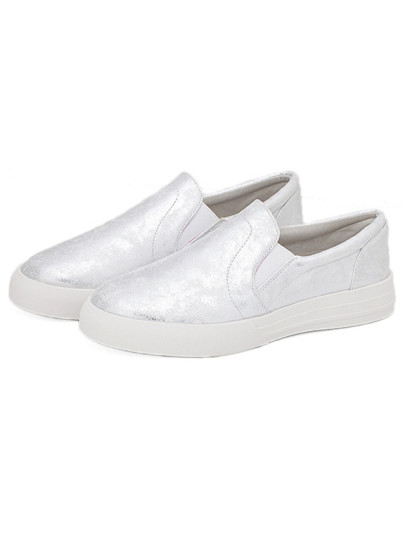 PU Flache Schuhe mit dichter Sohle -silber