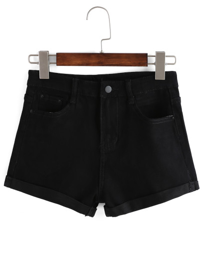 Short en denim tendance -noir