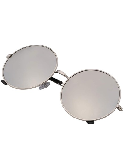 Sliver Mirrored Lenses Retro Round Sunglasses