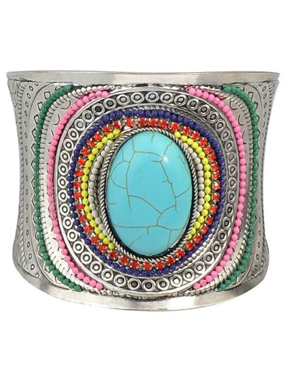 Armband mit Edelsein und Perlen - blau