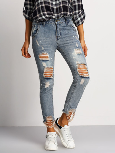 Pantalon en denim skinny effet déchiré