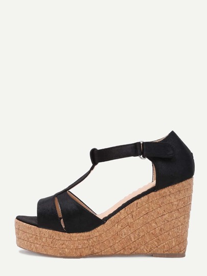 Sandales espadrilles à lanières en faux daim -noir