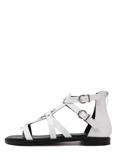 Sandales bout ouvert avec boucle -blanc