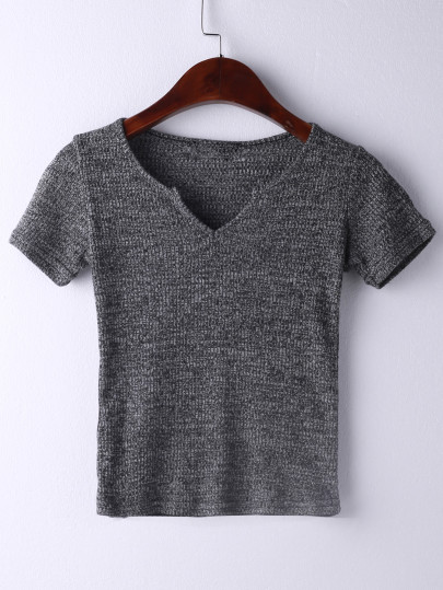 Camiseta manga corta escote V -gris
