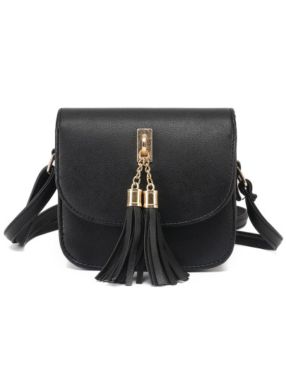 Bolso flecos embellecido -negro