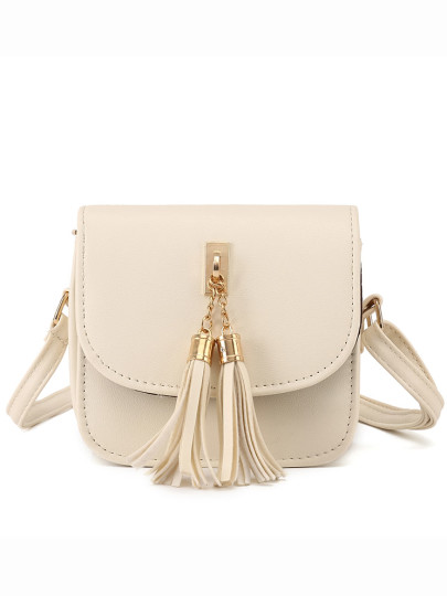 Bolso flecos embellecido -beige