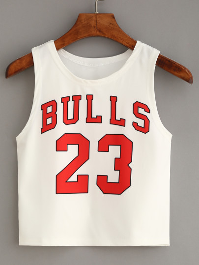 Top versity estampado tank crop -blanco