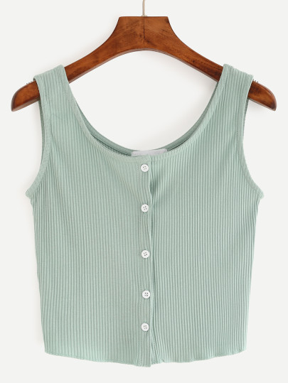 Top botones tejido crop tank -verde