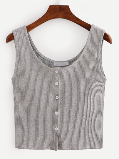 Top botones tejido crop tank -gris
