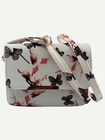 Umhängetasche mit blumen- und schmetterling-Druck