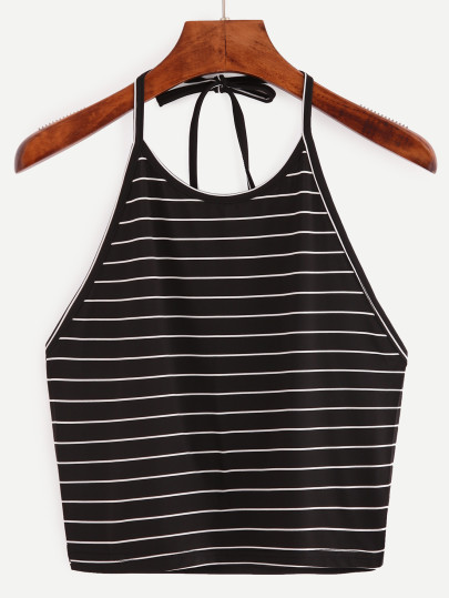 Halter Striped Crop Top