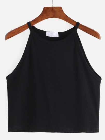 Top court col haut - Noir