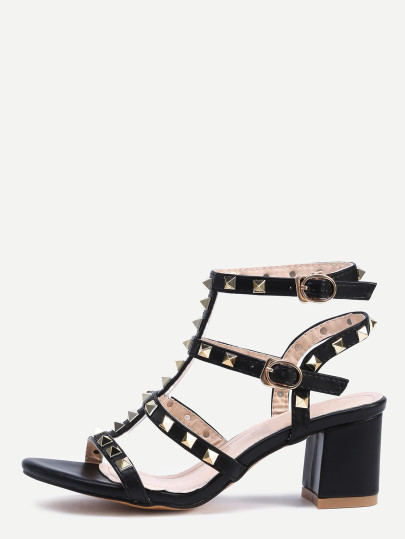 Sandales à talon avec rivets - noir