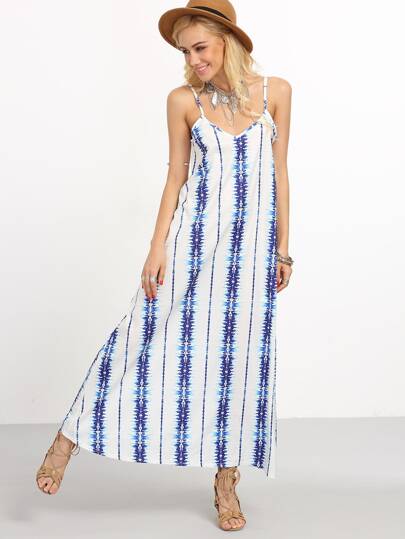 Vestido tie dye largo tirante fino -azul