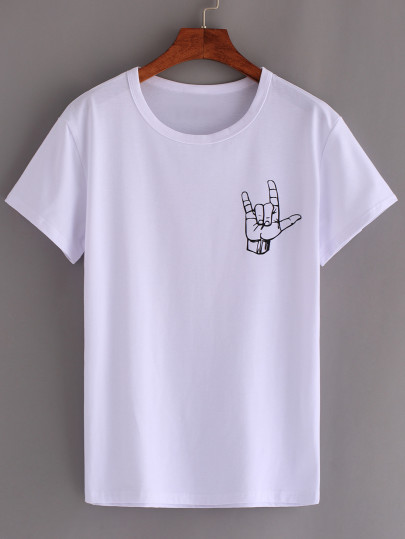 Love Gesture Print T-shirt