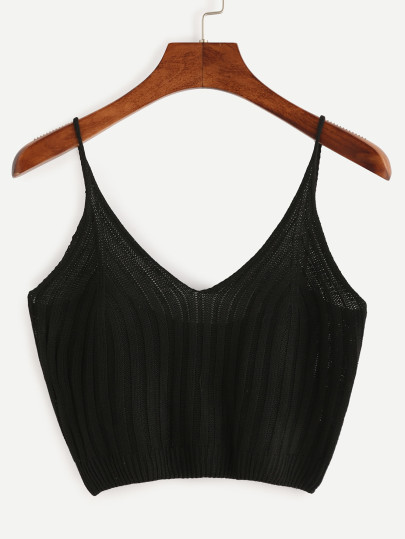 Top cami de punto -negro