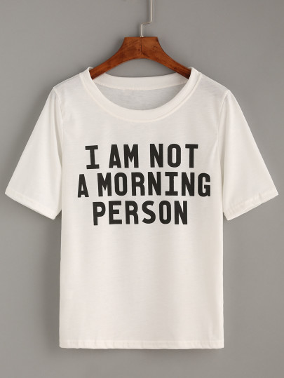 T-Shirt mit Buchstaben Druck - weiß