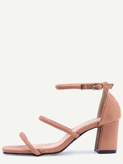 Square Peep Toe Strappy Chunky Sandals