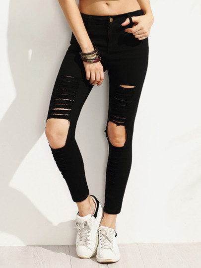 Distressed Skinny Ankle Jeans