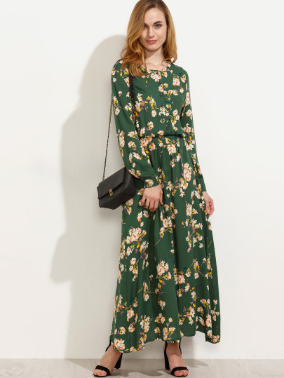 Blossom Print Buttoned Front Maxi Dress