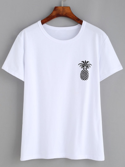 Pineapple Print Loose T-shirt