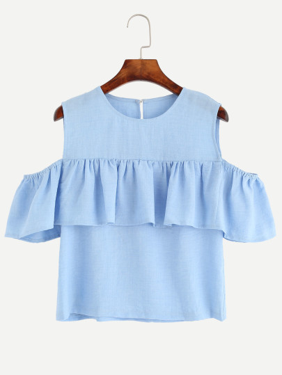 Open Shoulder Flounce Top