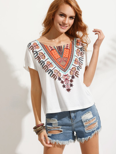 Tribal Tropical Print Tee