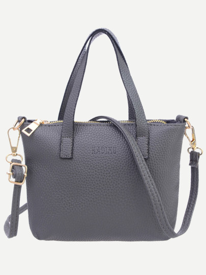 Henkeltasche Kunstleder - grau