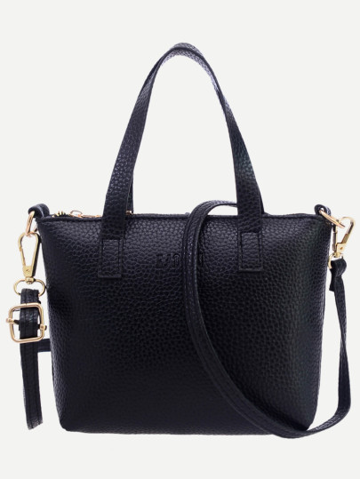 Henkeltasche Kunstleder - schwarz