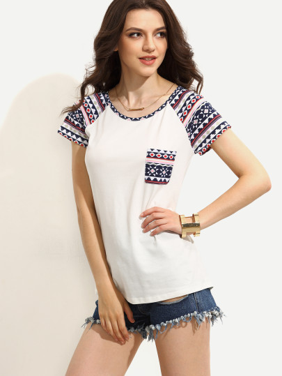 T-Shirt Kurzarm mit Druck - weiß
