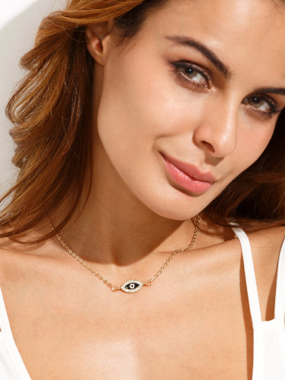 Collier avec pendentif en forme d'œil - doré