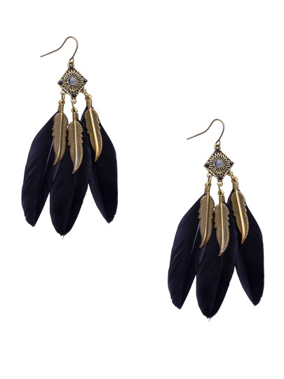 Pendientes en forma de hoja drop - negro
