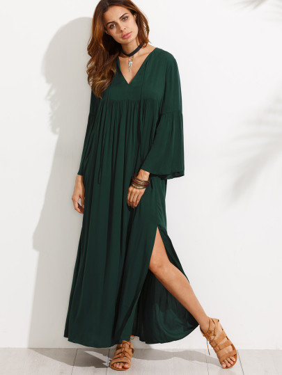 Bell Sleeve Split Maxi Dress