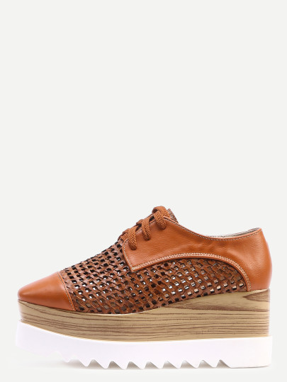 Panel Lace-Up Hollow Out Wedges