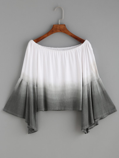 Top corto ombre manga volantes cuello barco