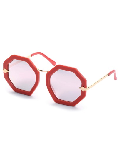 Pink Hexagon Frame Sunglasses