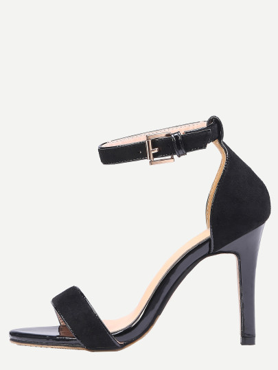 Sandalias tacón de aguja tobillo - negro