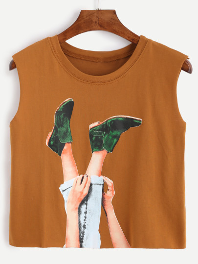 Graphic Print Crop Top