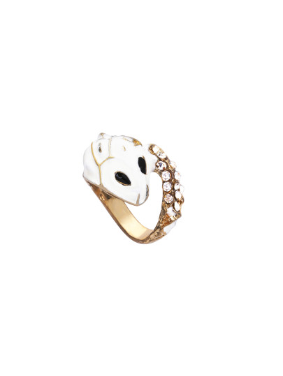 Anillo en forma de serpiente cristal - blanco