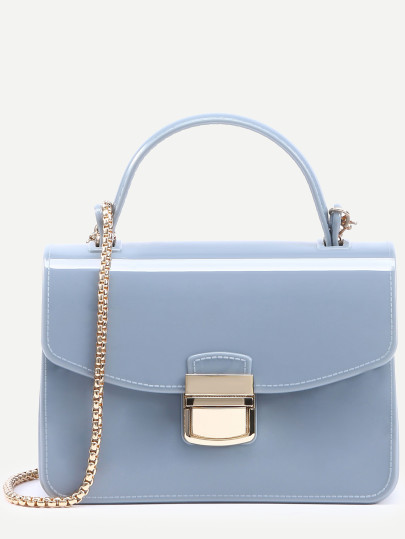 Baby Blue Pushlock Verschluss aus Kunststoff Handtasche mit Kette