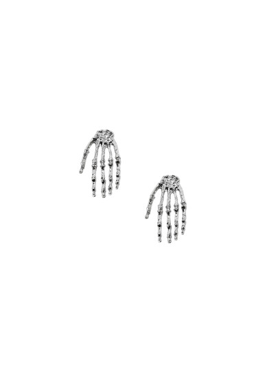 Silver Skeleton Hand Ear Studs