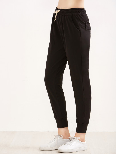 Drawstring Waist Ribbed Cuff Joggers