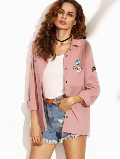 Jacket letras con detalle de divisa - rosa